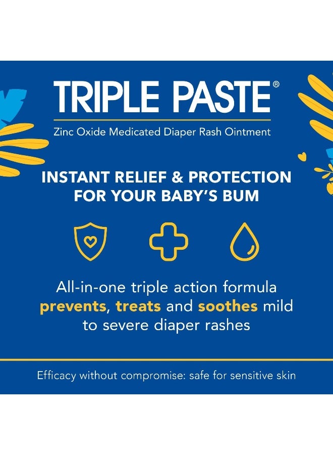 Triple Paste Diaper Rash Cream for Baby - 2 oz Tube - Zinc Oxide Ointment Treats, Soothes and Prevents Diaper Rash - Pediatrician-Recommended Hypoallergenic Formula with Soothing Botanicals - Image 2